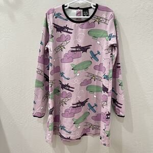 Villervalla Purple Plane & Blimps Long Sleeve Dress